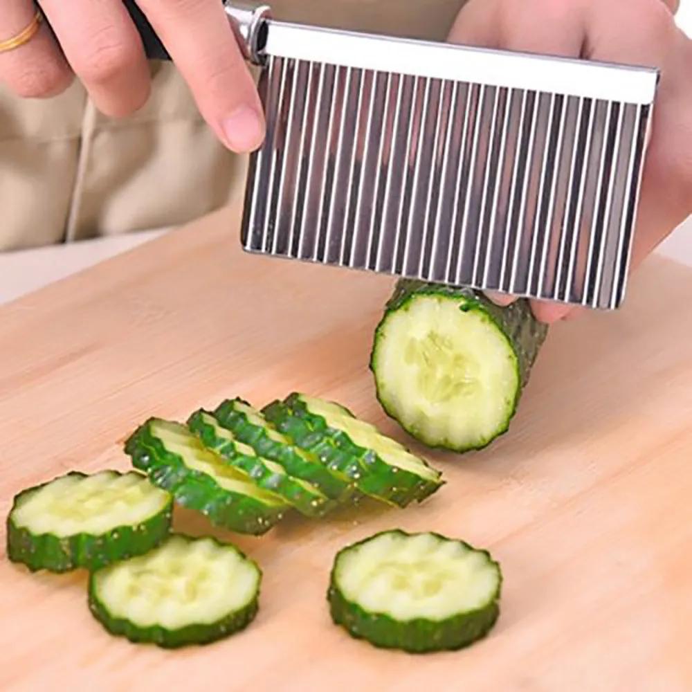 Potato Wavy Edged Knife Stainless Steel Kitchen Gadget Vegetable Fruit Cutting Peeler Cooking Tools Kitchen Knives