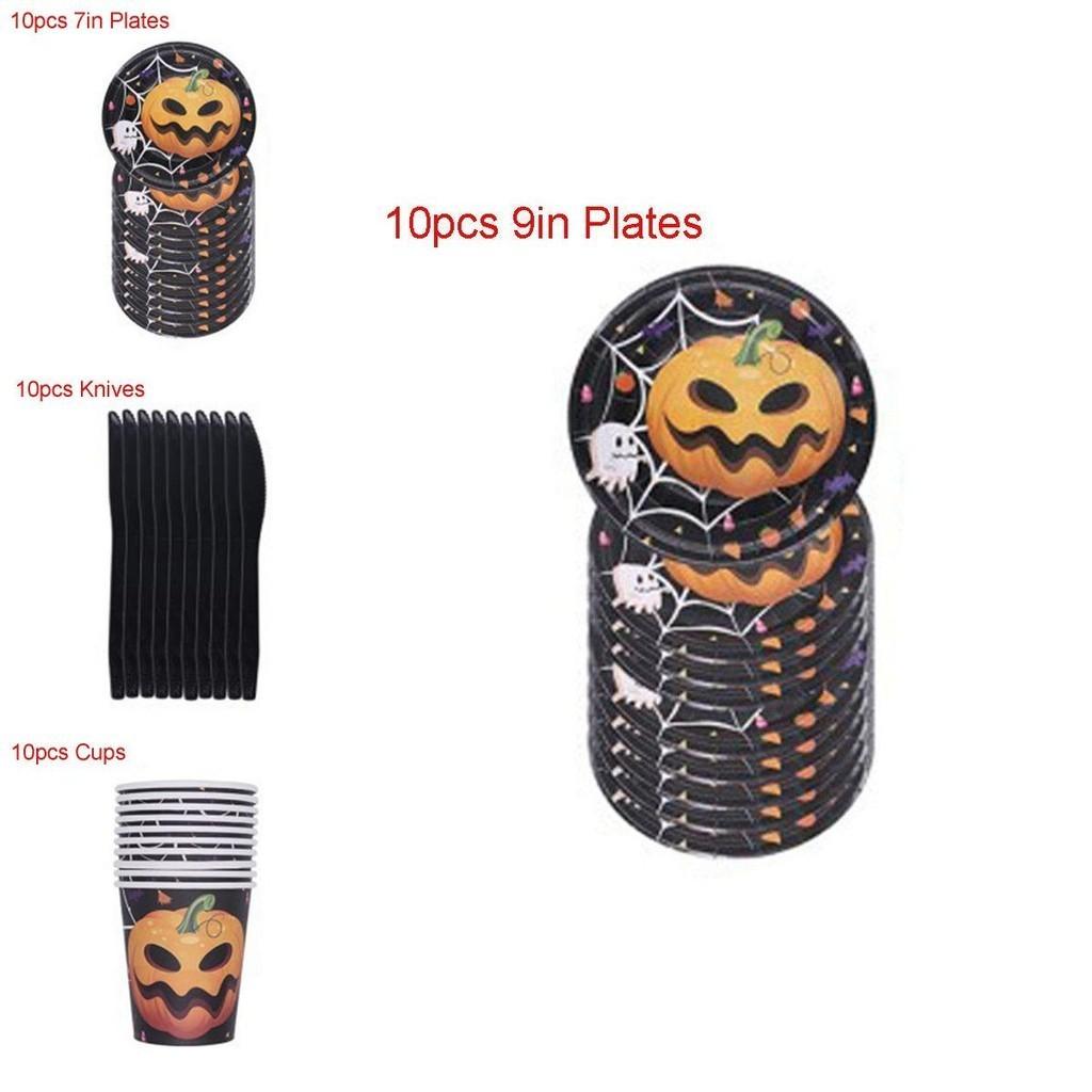 Halloween Party Decoration Supplies Including Pumpkin Tablecover And Straws**