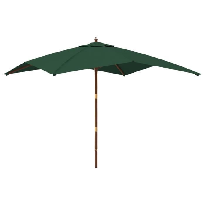 VidaXL Parasol de jardin avec mât en bois vert 300x300x273 cm 363192