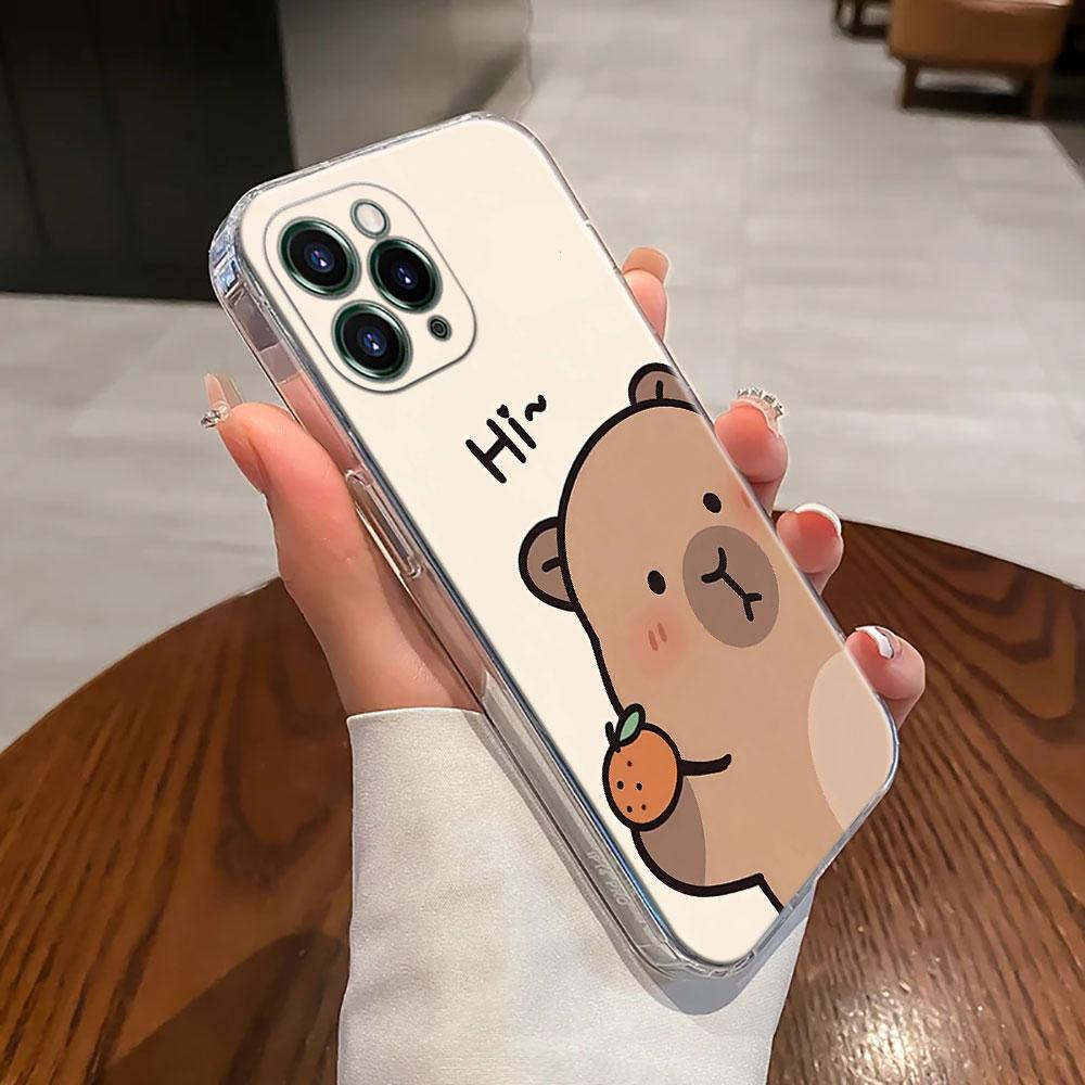 Capybara Cute Transparent Case For Apple iPhone 17 16 15 14 13 12 11 Pro Max 16 Plus 16E 17Air 17Pro Phone Cover Silicone Funda