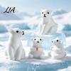 Desktop Decoration for Home 4Pcs Mini Polar Bear Figurines, Miniature Mother and Baby Ornaments, Figurines Cute Animal Statues, Micro Landscape