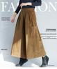 2025 Autumn/Winter Women's Corduroy Elastic Waist Wide-Leg Pants Skirt