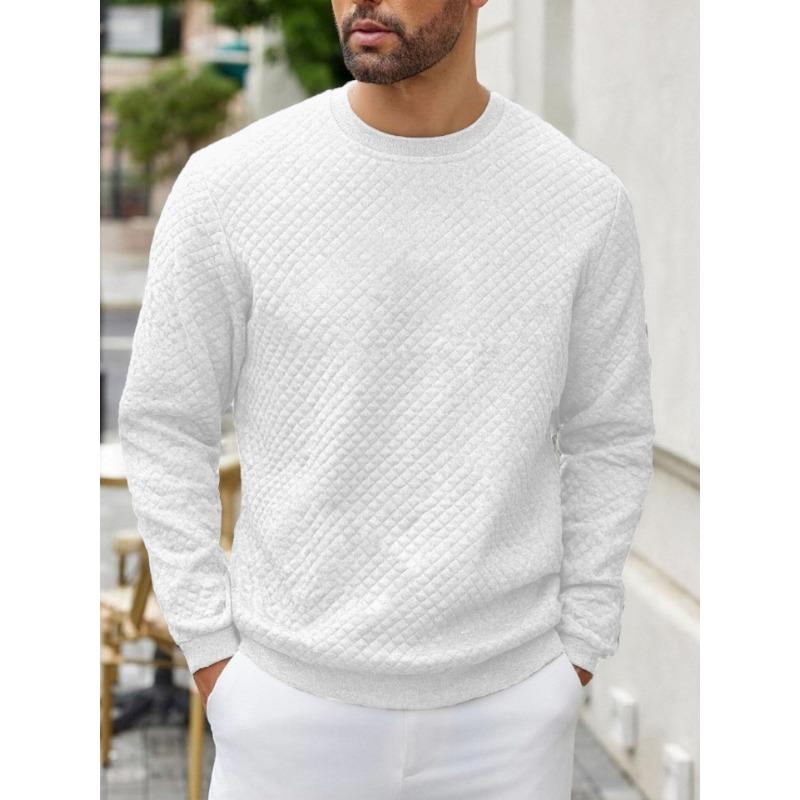 Новый весенне-осенний пуловер с круглым вырезом, однотонный вафельный, повседневный, с длинным рукавом S белый