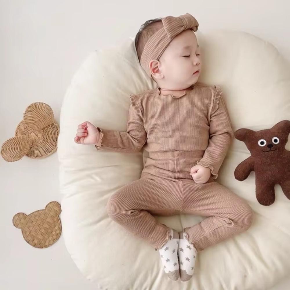 Cotton Kids Baby Homewear Outfits Solid Long Sleeve Top + Leggings Toddler Boy Girl Pajamas Suit