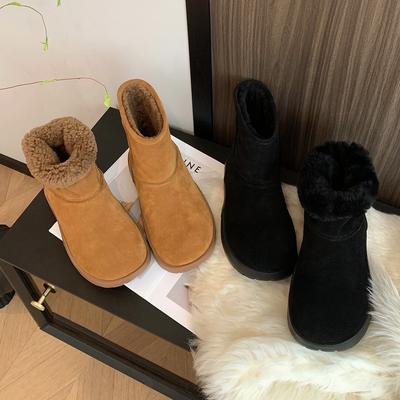Neue Mode Erhöhung cm Runde Spitze Dicke Sohle Großer Kopf Schneestiefel Weiblichkeit Lässig Samt Ärmel Baumwolle Stiefel