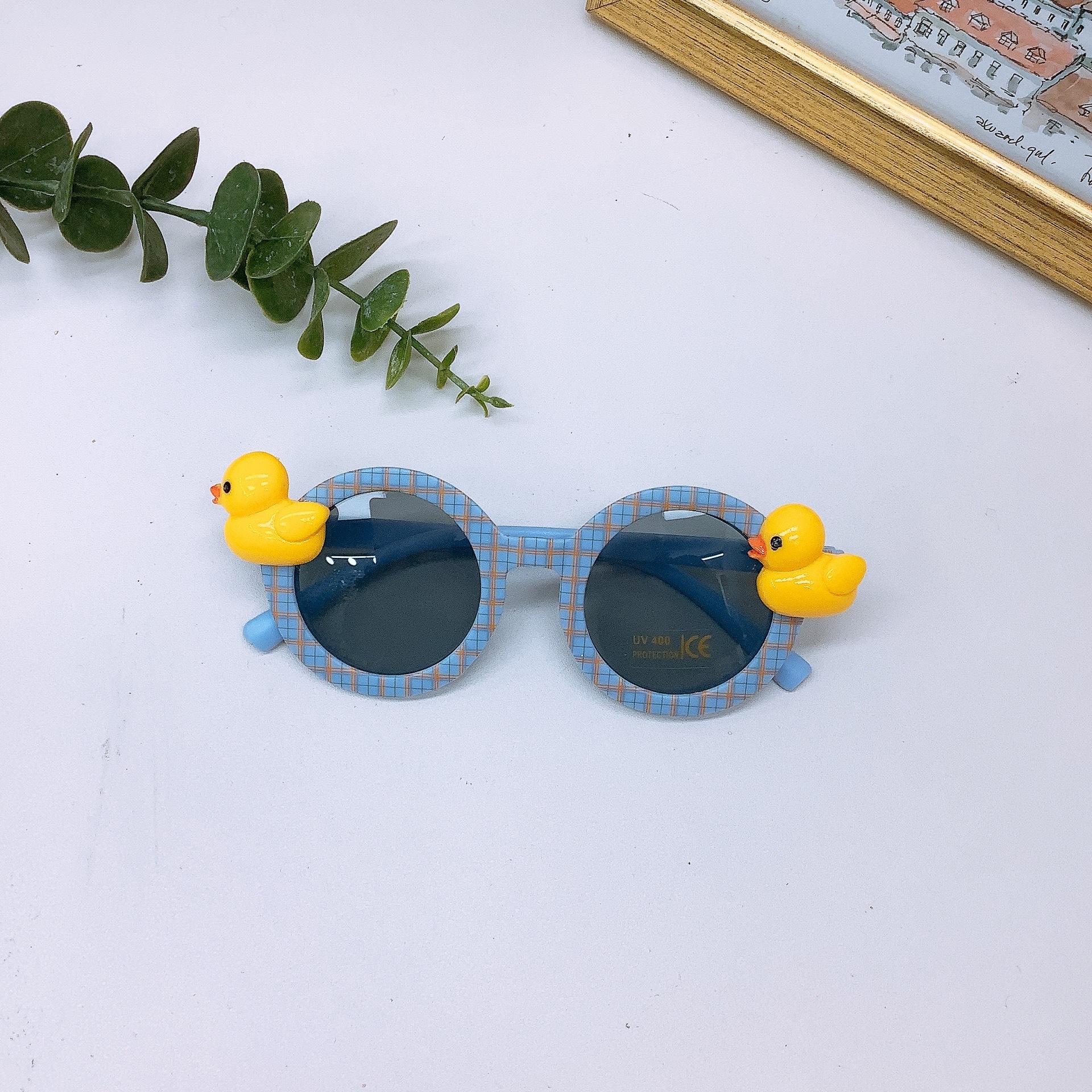 

Ретро мода круглая оправа детские солнцезащитные очки Diy маленькая желтая утка, солнцезащитные очки защита от солнца и УФ-излучения очки