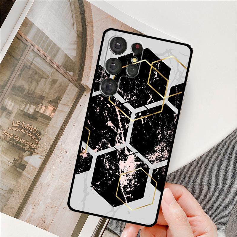 Marble Geometric Art Phone Case For Samsung Galaxy S24 Ultra S9 S10 S20 S22 S21 Plus S23 FE S25 Ultra Full Cover