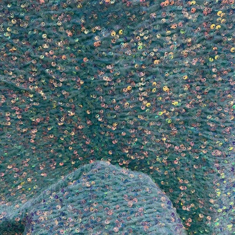 1/3 yard Colorful Shiny Sequin Fabric Oil Glossy Tulle Dress Wedding Dress Material Various Styles Home Clothing Embellishm