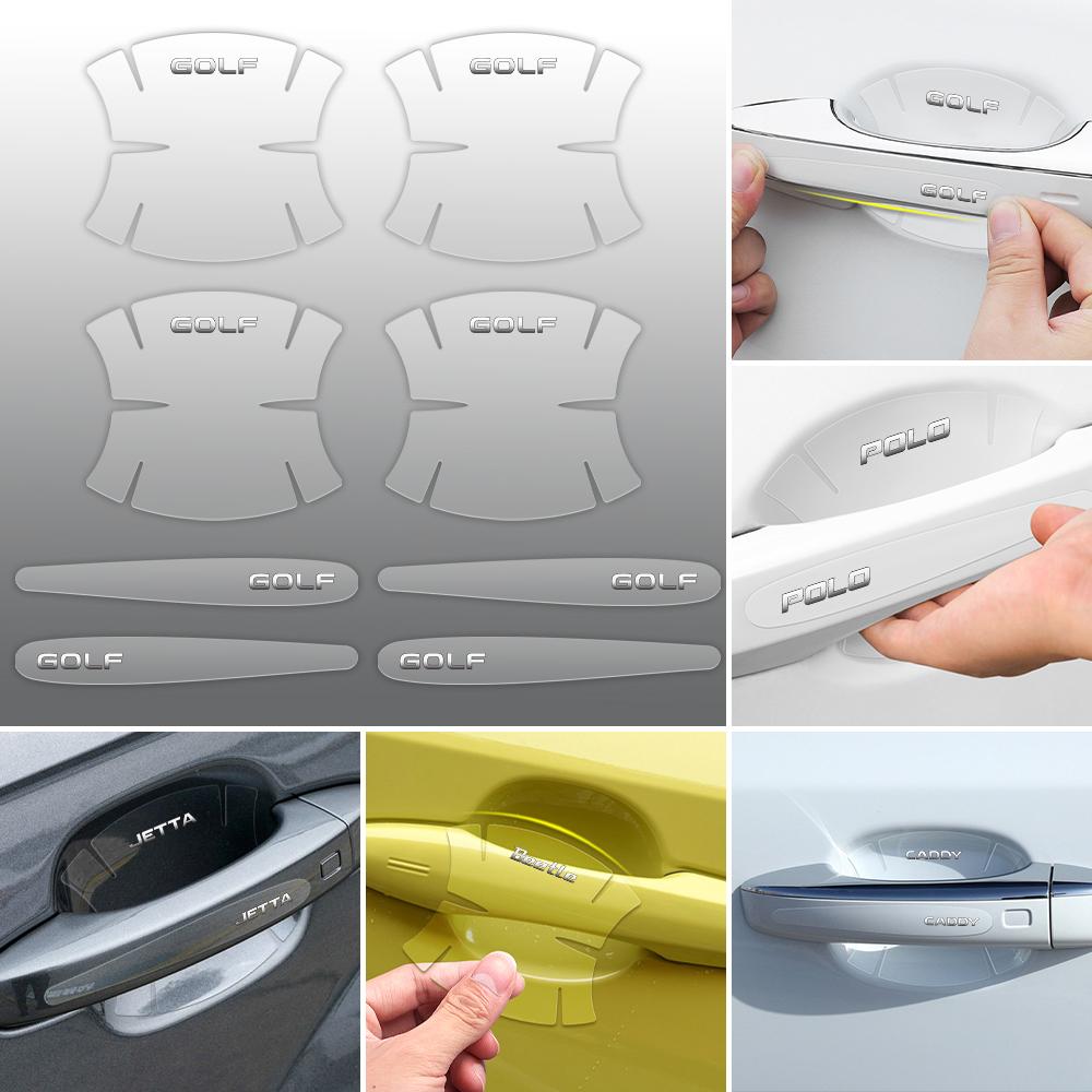 4/8Pcs Anti-scratch Car Door Handle Bowl Film Sticker for Volkswagen VW Golf 8 Caddy Tiguan Polo Beetle Passat Jetta Touran Bora zk8