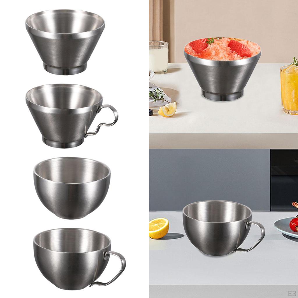 Ice Cream Bowl Stainless Steel Double Layer Insulated Stackable Snacks Soup Rice