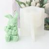 3D Easter Flower Rabbit Candle Silicone Mold DIY Lovely Bunnies Shape Fondant Cake Decorating Mould Flower Rabbit Plaster Mold