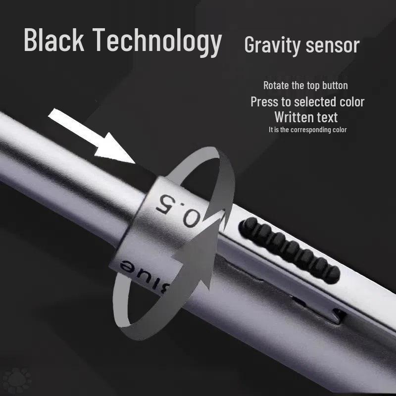 4-in-1 Multifunktionsstift: Mehrfarbiger Kugelschreiber, Druckbleistift, Gelstift mit Schwerkraft-Sensor-Technologie