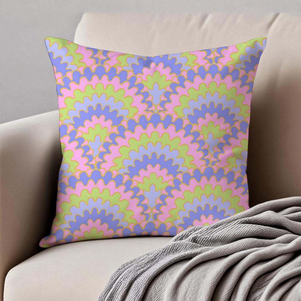 Halfcircle Fanshaped Rainbow Patterns Fashion Cushion Cover Pillowcase Antidustmite Invisible Zipper Short Plush Sofa Cushion