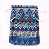 1pcs Antique Linen Cloth Drawstring Brocade Bag with Striped Pattern, Perfect for Jewelry and Stationery Storage