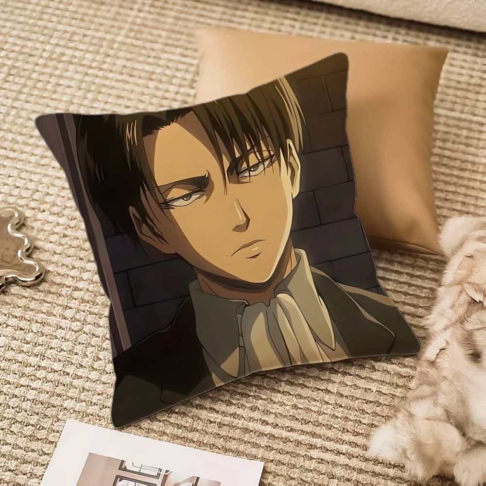 

1pc Levi Ackerman Attack On Titan Pillow Case Anti-dustmite Pillowcase Invisible zipper silky plush Sofa 12x12Inch