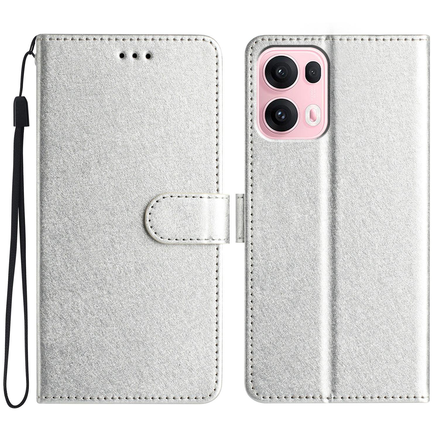 

For Oppo Reno13 Pro 5G Wallet Case Leather Folio Phone Cover Magnetic Clasp Silver