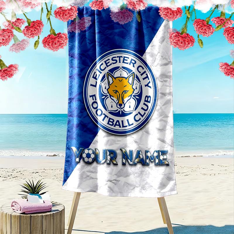 Name Custom Leicester City FC Logo Print Beach Towel, Large Soft Quick Dry Towel for Beach Camping Swimming