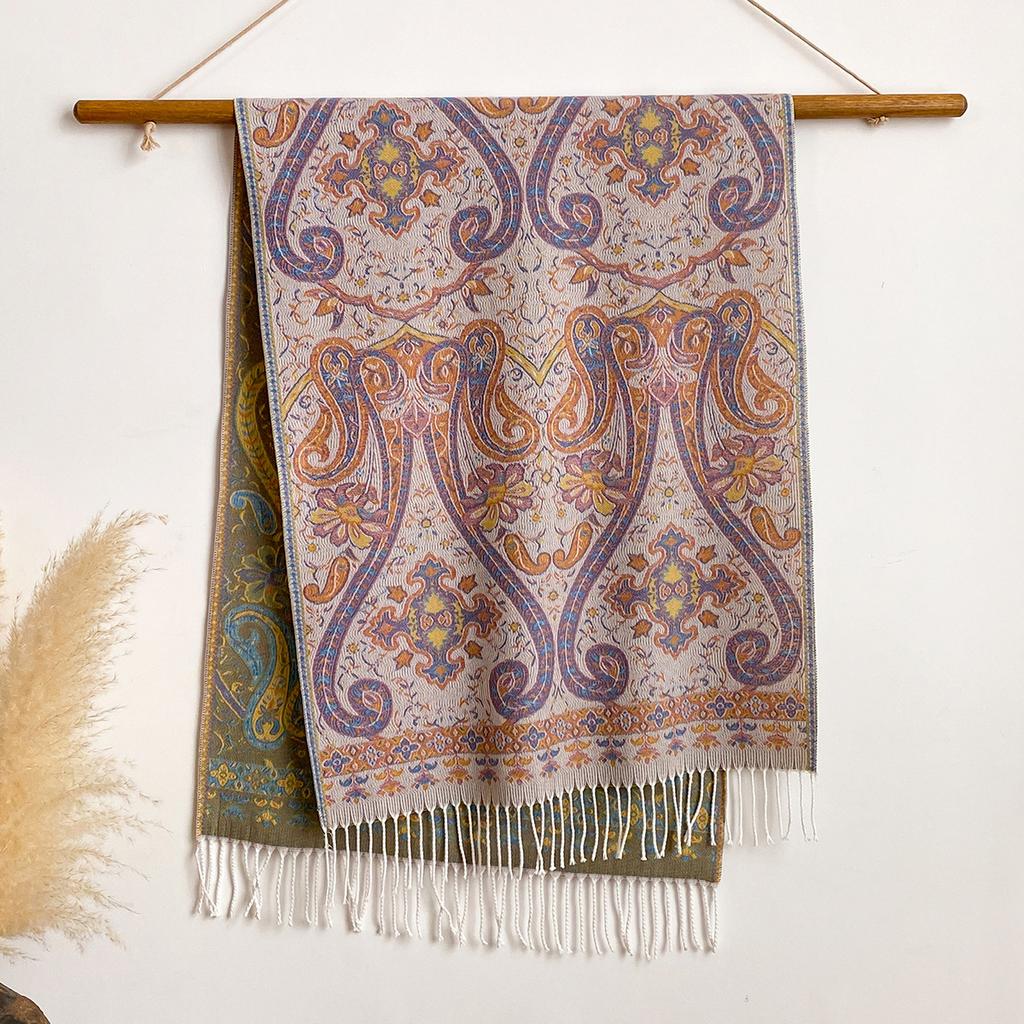 Autumn And Winter Ethnic Style Cashew Fringed Warm Popular Outer Shawl Long Scarf Female Versatile