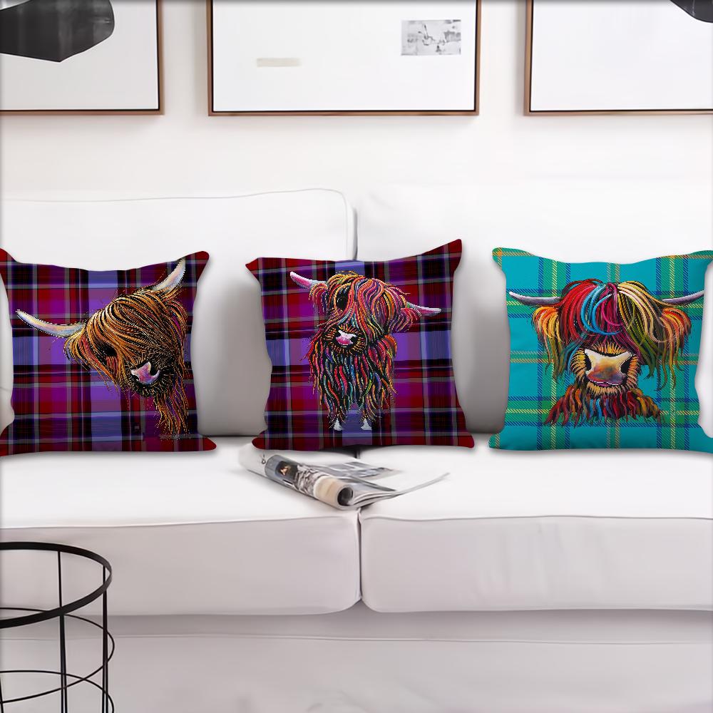Funny Highland Cow cushion cover Pillow Cover Decoration Room Home Sofa living Office Car Nordic Simplicity