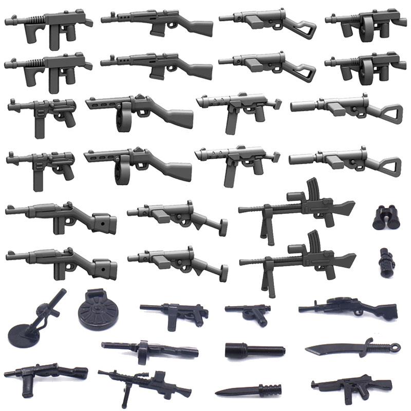 

WWII Military Jeeped Car Vehicles Building Block Soldier Army Figure Weapons Heavy Machine Gun Gatling NSV Accessories Toys Playsets K037