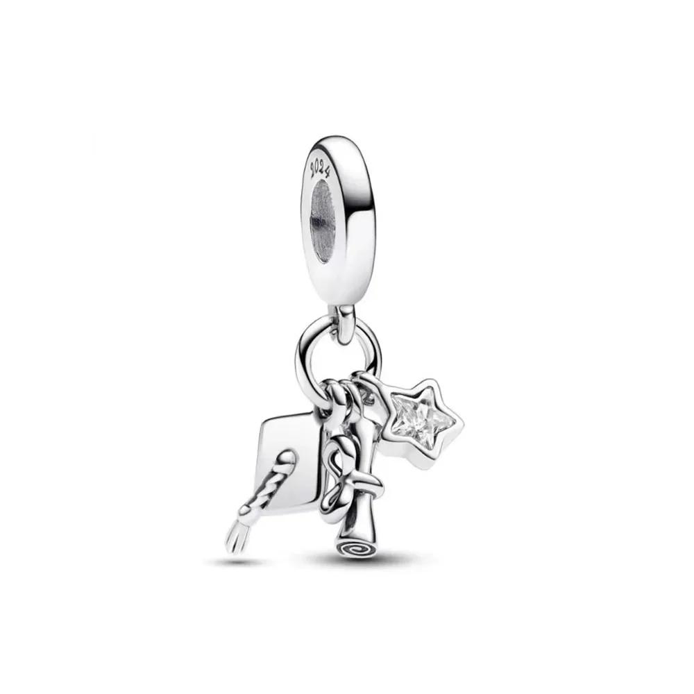 New Copper Graduation Season Charms Beads Mortarboard Happy Graduation Pendants Fit Bracelet Diy Fine Jewelry Gift