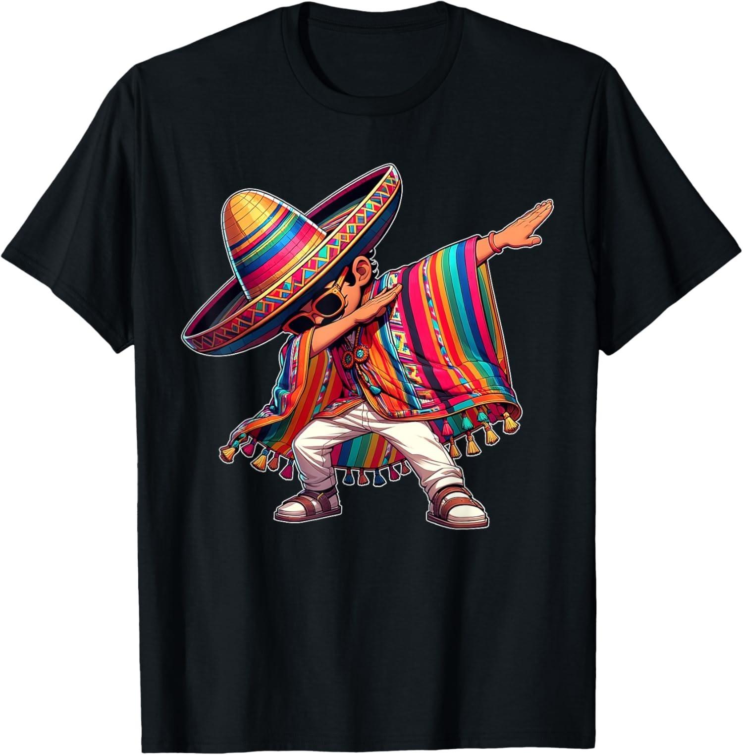 Dabbing Mexican Poncho Cinco De Mayo Sombrero Funny Unisex T-Shirt S разноцветный