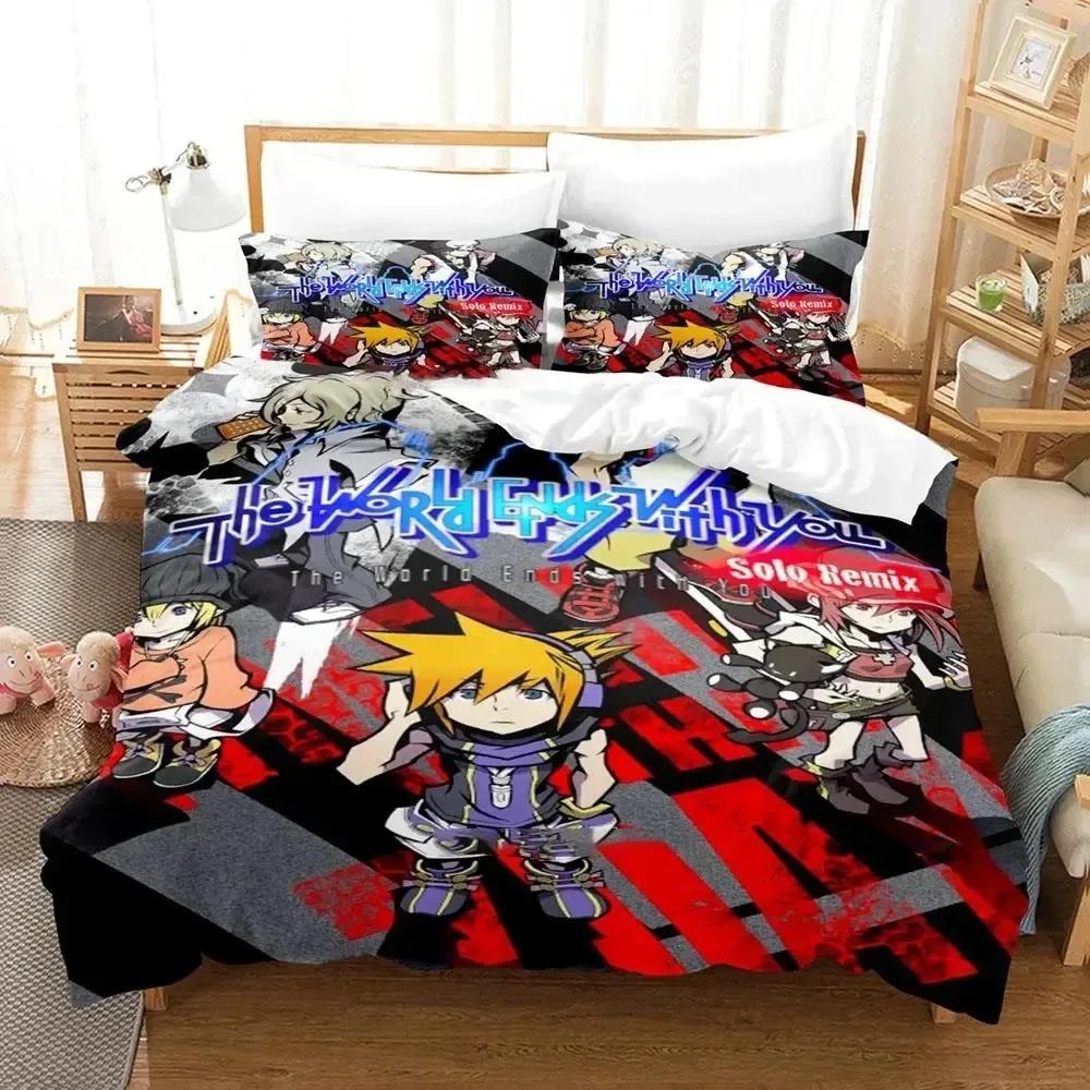 Anime The World Ends With You Neku Sakuraba Bettwäsche-Set Bettbezug Bettwäsche-Set Steppdeckenbezug Kissenbezug Bettdecke King Queen Größe