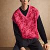 Li Ning 2023 Autumn Winter New Wade Series V Neck Knitted Cartoon Full Print Vest Men Vest Bright-Pink AMVT029-10
