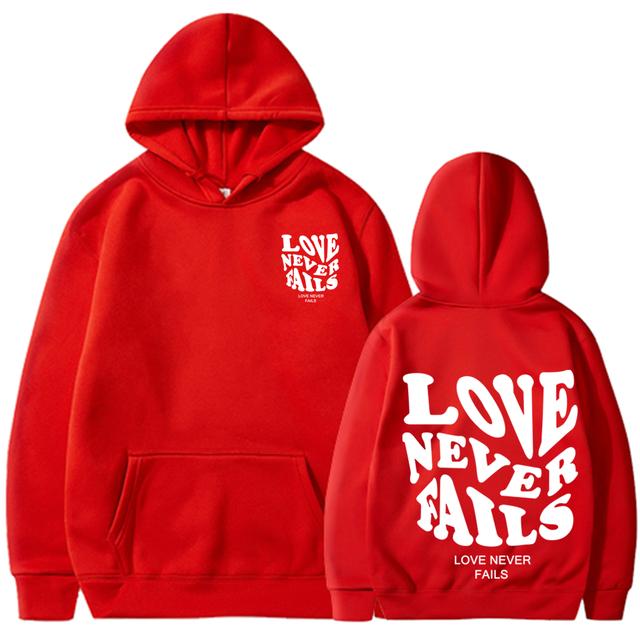 Love Never Fails Print Letter Hoodies Men/Women Sweatshirt Black Autumn Vintage Oversized Harajuku Loose Tops Casual Pullovers