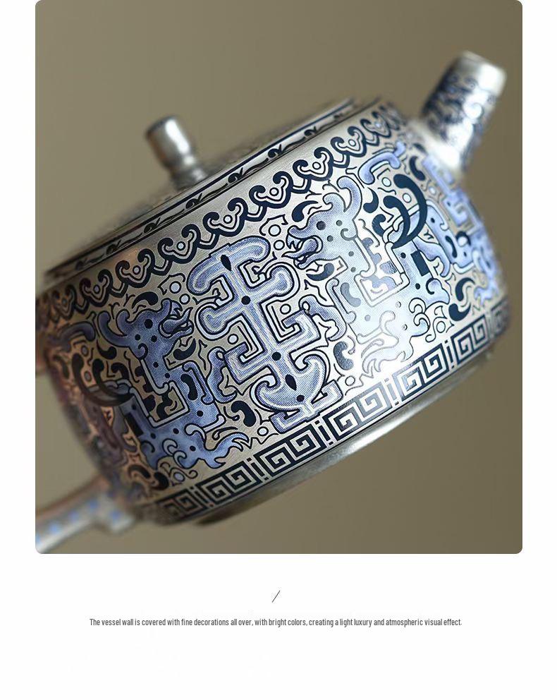 Retro Gilt Silver Ceramic Kung Fu Teapot Set - Small Holiday Gift