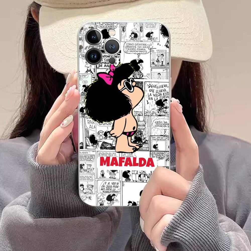 Cartoon Mafalda Handyhülle Für IPhone 17 16 15 14 11 12 13 Mini Pro XS Max Plus Hülle Schale