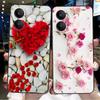For Vivo V60 Lite 4G Phone Case Flowers Patterns Soft Black Silicone Protective Shell Back Cover For Vivo V60 VivoV60 Lite Funda