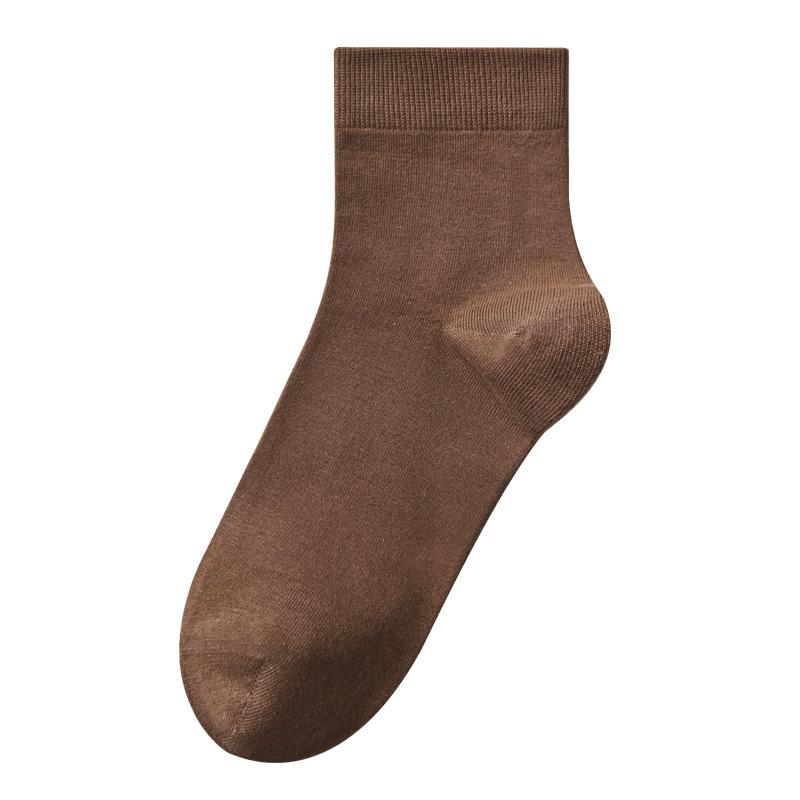 All-cotton Men's Mid-calf Socks for Autumn, Solid-color Socks, Anti-odor and Antibacterial Business Long Socks, Pure Cotton for Autumn and Winter
