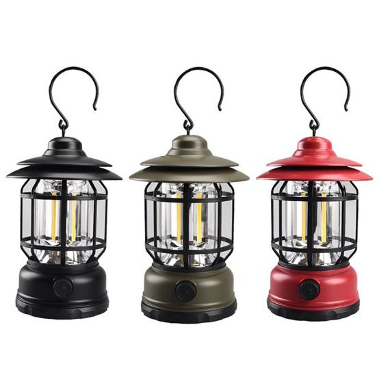 Retro Shape Outdoor Camping Light IPX4 Waterproof Type-C Fast Charging Hook Design Tent Lamp Multifunctional Handheld Outdoor Light
