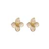 White Enamel Oil Flower Earrings for Women Party Elegant Metal Temperament Floral Drop Earrings Party Plant Sweet Jewelry