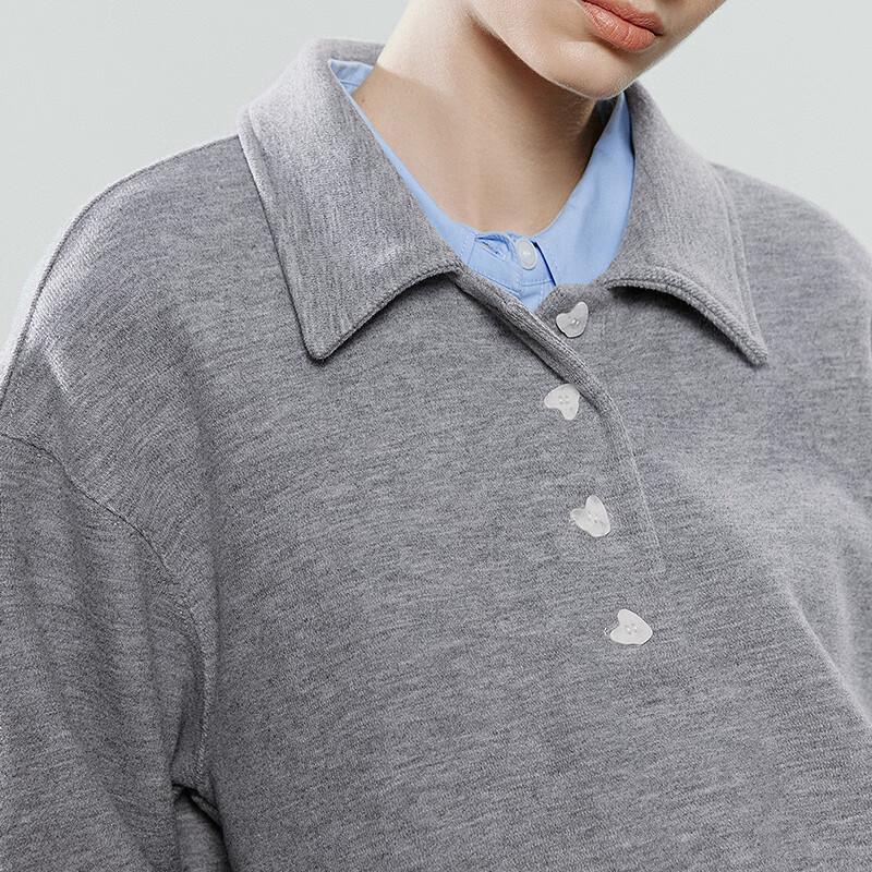 Chuyu Damen Herzknopf Polo Sweatshirt