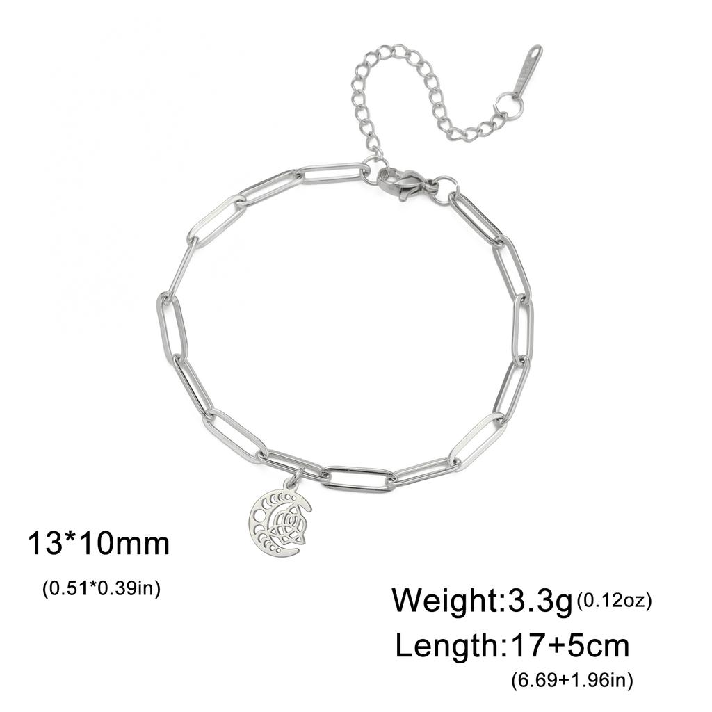 LIKGREAT Irish Triquetra Knot Crescent Moon Bracelets Stainless Steel Trinity Triple Moons Goddess Fertility Amulet Women Gifts