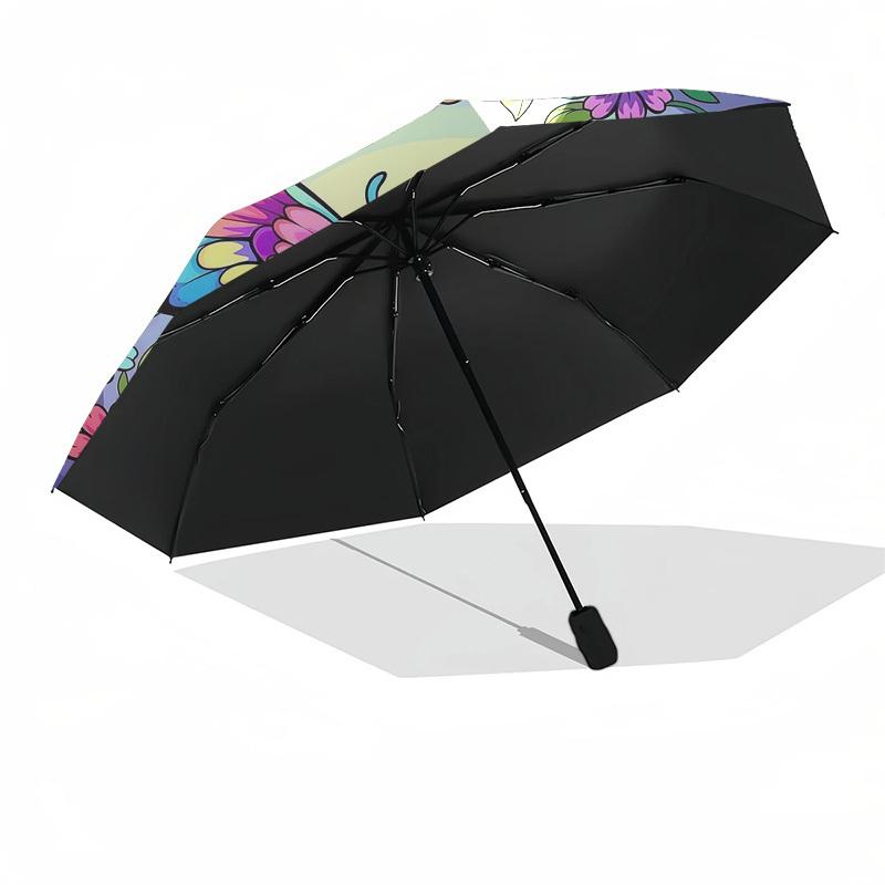 1pc Colorful Butterfly Mandala Umbrella with Plastic Handle,Suitable for All Seasons Home Travel Outdoor UmbrellaDD1790