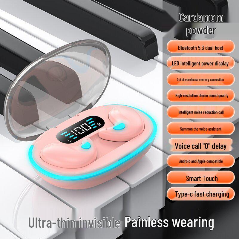 X55 Bone Conduction Sleep Earphones - Mini Noise Cancelling, Digital Display, Long Battery Life, Macaron Bluetooth