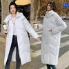 Winter Down Jacket Women's Medium-length Knee-length Thickened Hooded Large Pockets Down Jacket