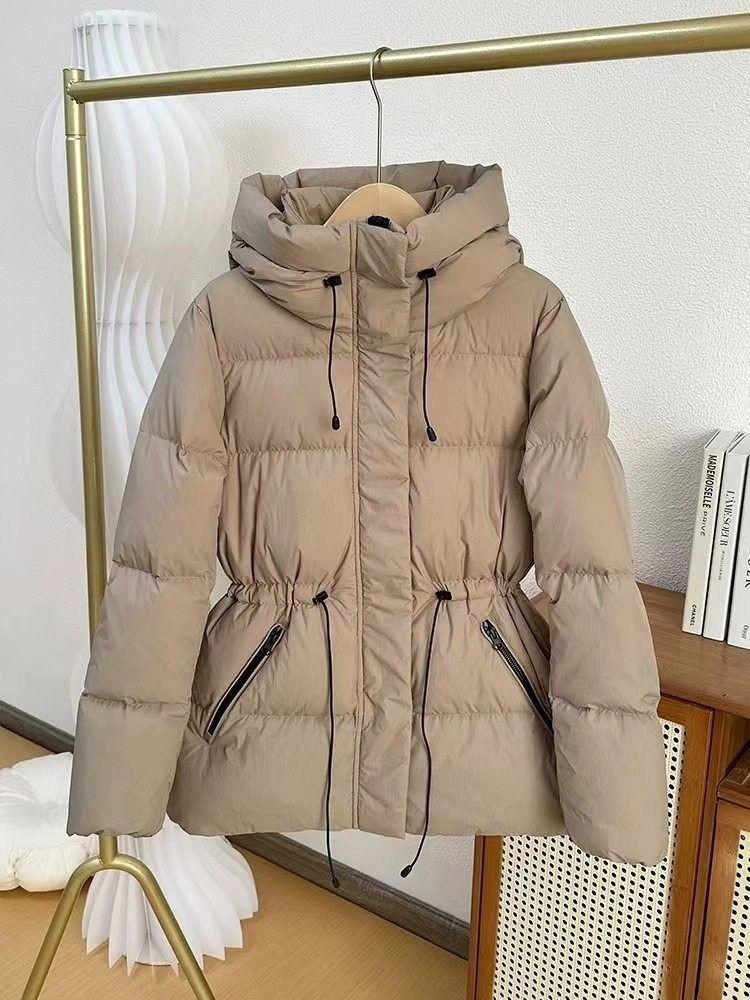 2025 European & American Women's Mid-Length Hooded Down Cotton Coat - Thickened & Slimming Outerwear Trend