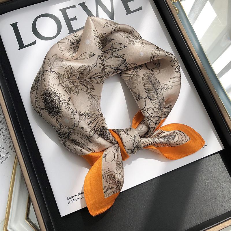 

Hangzhou Silk Scarf Silk Mulberry Silk Small Square Scarf Women S Versatile Hand-Painted Style Professional Decoration Small Scarf Scarf 70-70