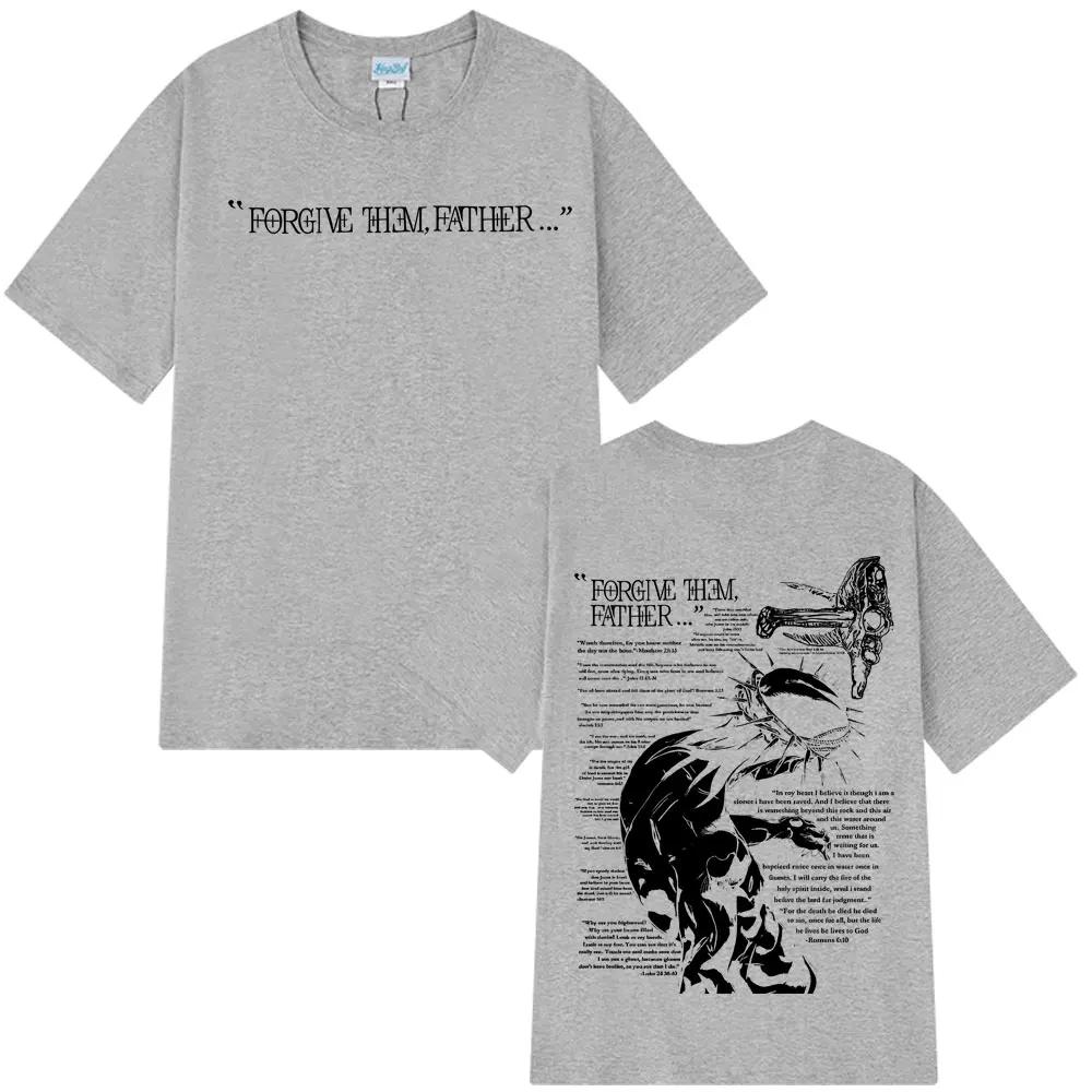 2025 Summer Forgive Their Father Bible Christian Religion Jesus Retro Tshirt Mens Cotton Casual Tshirt Street Wear