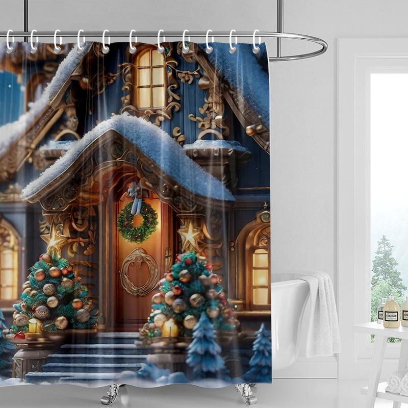 

Украшение дома шторки для душа для ванной водонепроницаемая шторная ткань Современный скандинавский стиль Гостиная С Рождеством зимний 90x180cm