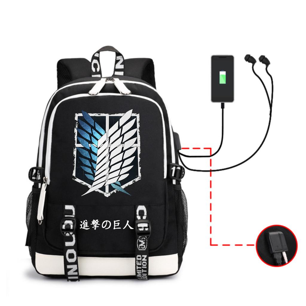 Anime Backpack Outdoor Male And Female Students Headphones Schoolbag Usb Backpack