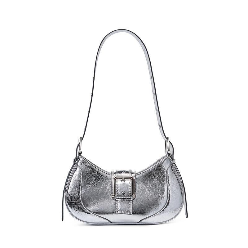 

Zency новая масляная восковая кожаная женская сумка для девочек, ретро противоугонная сумка на плечо, подмышки, черные, серебристые сумки с регулируемым ремешком серебряный