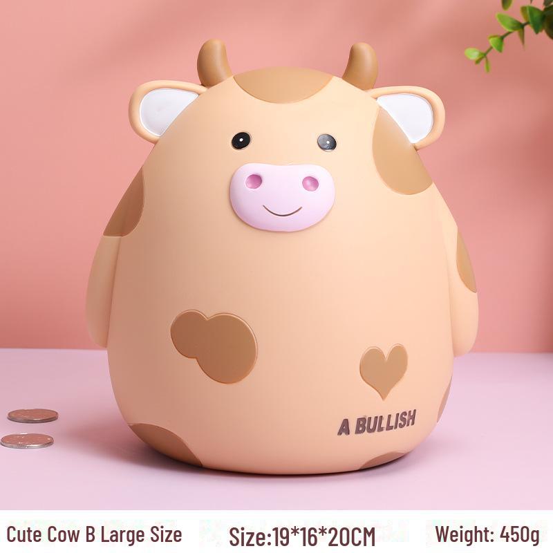 Cartoon Cow Piggy Bank - Enamel, Durable, Creative Gift for Kids