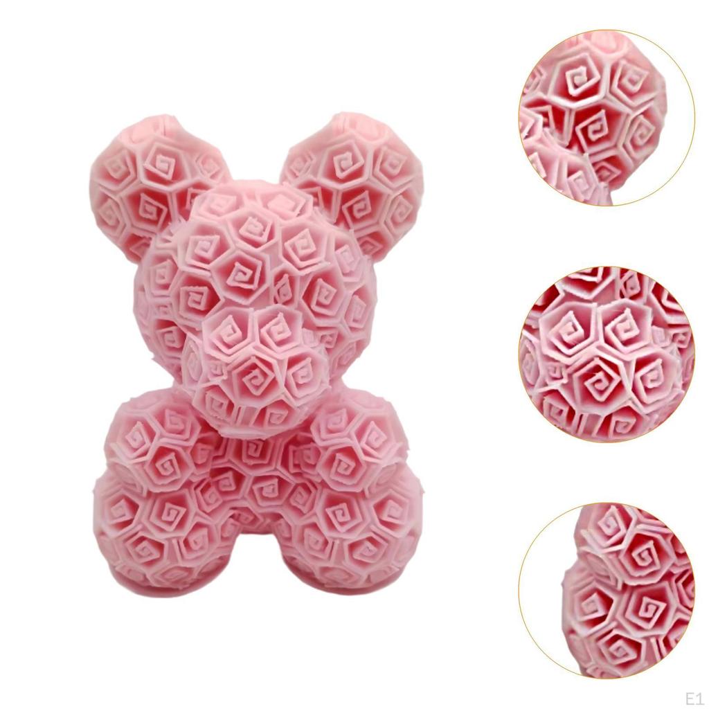 3D Print Rose Bear Statue, Figurine, Tabletop Ornament for Year Decor, Bedroom