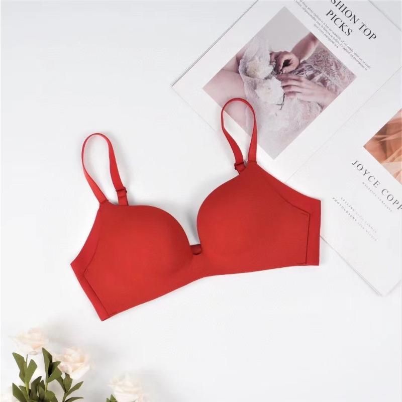 Comfortable bra, no steel ring, gather, anti-expansion, non-marking, glossy breast girl bra, anti-sagging underwear