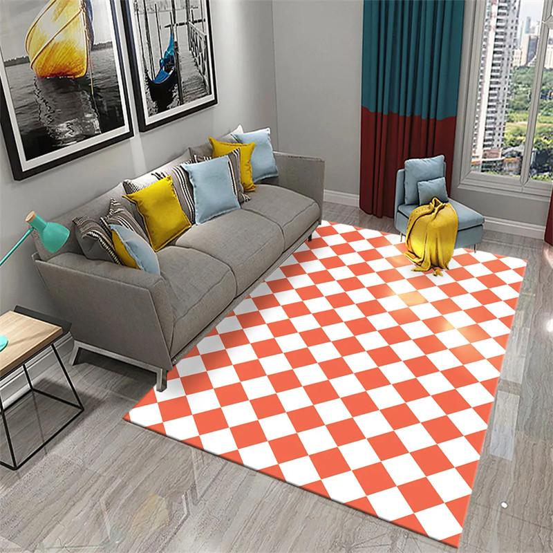 Color Checkerboard Plaid Carpet Geometric Plaid Floor Mats for Bedside Dorm Closet Dining Room Decor Soft Non-Slip Area Rugs